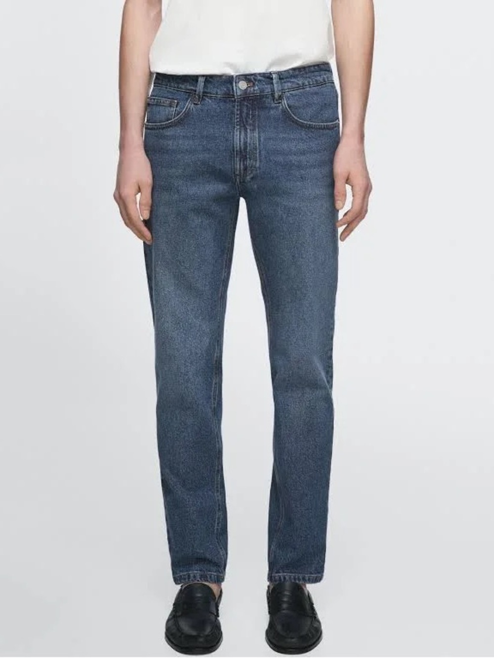 👖 Massimo Dutti Men’s Tapered Fit Deep Navy Blue Slim Fit Jeans 32 Waist